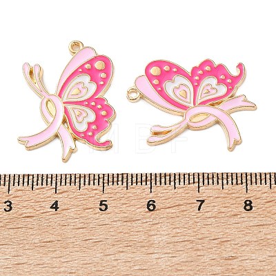 Breast Cancer Awareness Ribbon Zinc Alloy Enamel Pendants ENAM-I079-02G-05-1