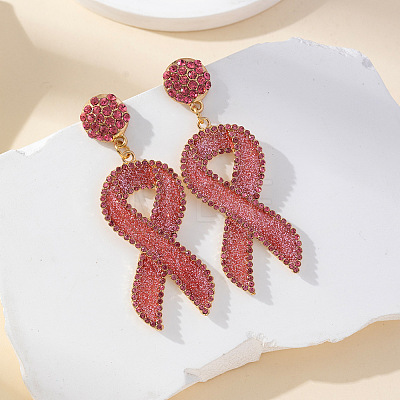 Awareness Ribbon Alloy Rhinestone Dangle Stud Earrings FS-WGFB19B-02-1