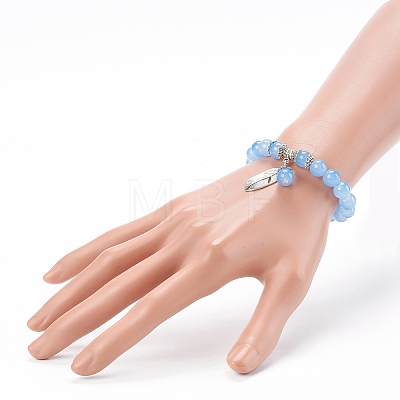 Imitation Jade Glass Beaded Stretch Charm Bracelets BJEW-JB06126-01-1