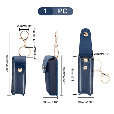 Portable Imitation Leather Chapstick Keychain Holder KEYC-WH0029-56A-1