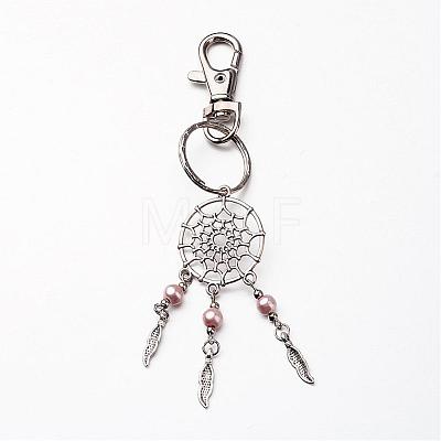 Woven Net/Web with Feather Keychain KEYC-JKC00077-1