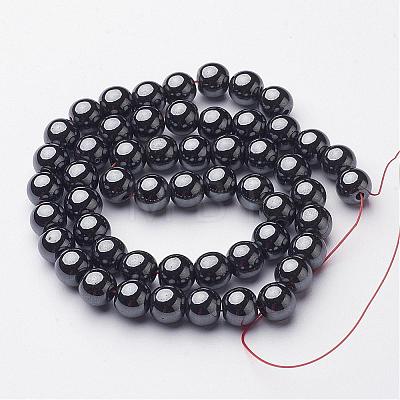Non-Magnetic Synthetic Hematite Beads Strands G-H1623-8mm-1-1