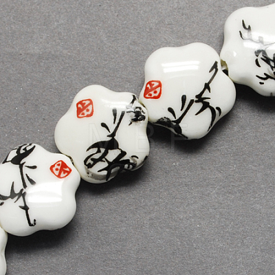 Handmade Printed Porcelain Beads PORC-Q166-2-1