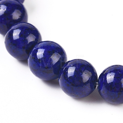 Natural Lapis Lazuli Round Bead Stretch Bracelets BJEW-L593-A08-1