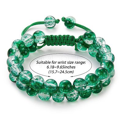 Sparkling Round Glass Braided Bead Bracelet BJEW-SW00082-10-1
