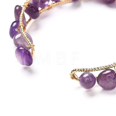 Nuggets Natural Mixed Gemstone Beads Bangle for Girl Women BJEW-JB06817-1