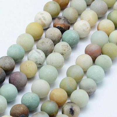 Natural Flower Amazonite Beads Strands G-F518-24-10mm-1