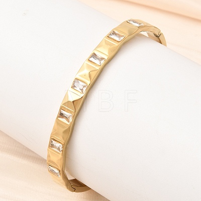 304 Stainless Steel Glass Hinged Bangles for Women BJEW-B168-18G-1