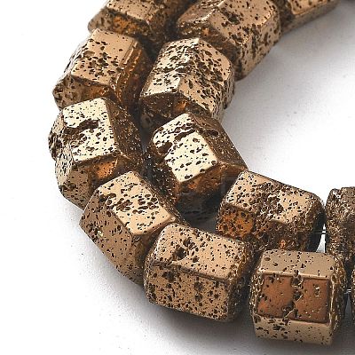 Electroplated Natural Lava Rock Beads Strands G-A251-A01-01D-1