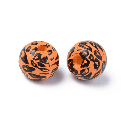 Painted Natural Wood Beads WOOD-S057-024P-1