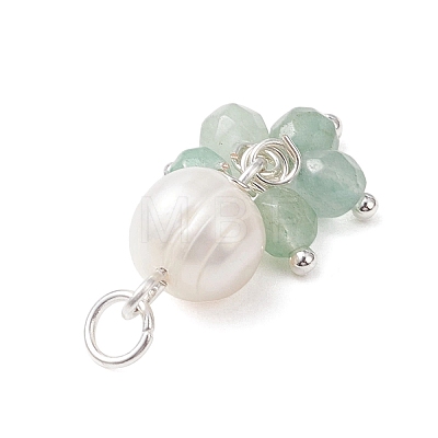 Natural Green Aventurine & Garne & Amethyst & Rose Quartz & Apatite Faceted Round & Potato Pearl Pendants PALLOY-JF04750-02-1