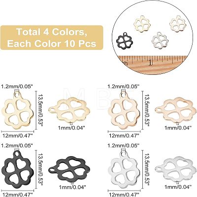 Unicraftale 40Pcs 4 Colors 304 Stainless Steel Charms STAS-UN0030-85-1