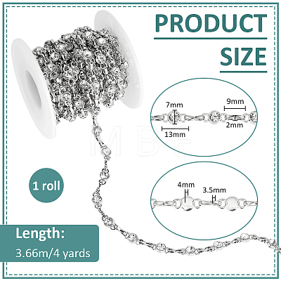 4 Yards Alloy Rhinestone Link Chains LCHA-PH0001-02P-1