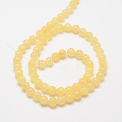 Natural Yellow Jade Bead Strands G-K121-01-6mm-1
