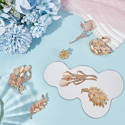 7Pcs 7 Styles Alloy Crystal Rhinestone Brooches for Women JEWB-WR0001-11-1