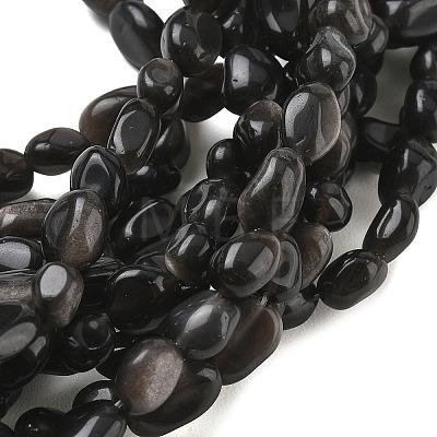 Natural Silver Sheen Obsidian Beads Strands G-C286-A21-1