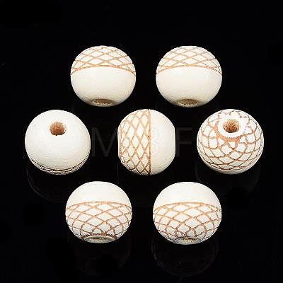 Painted Natural Wood Beads WOOD-S057-072S-1