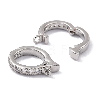 Brass Micro Pave Clear Cubic Zirconia Hoop Earring Findings ZIRC-I054-10P-1