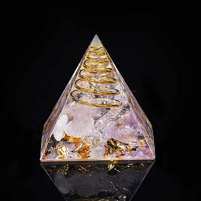 Orgonite Pyramid Resin Display Decorations G-PW0005-05O-1