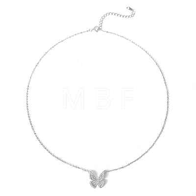 Elegant Delicate Sparkling Butterfly 925 Sterling Silver Cubic Zirconia Pendant Necklaces HO2662-2-1