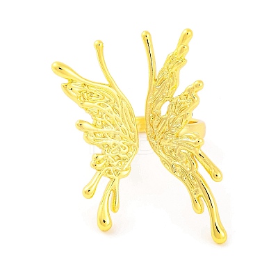 Butterfly Brass Open Cuff Ring for Women RJEW-U003-30G-1