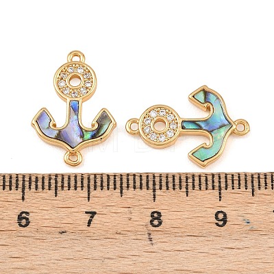 Natural Paua Shell Anchor Link Connector Charms KK-Z140-03G-1