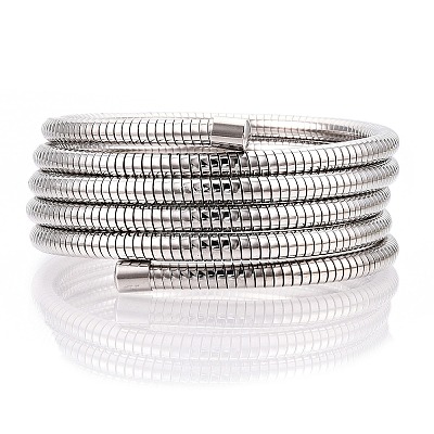 Iron Round Snake Chains Wrap Cuff Bangles BJEW-T022-02P-1