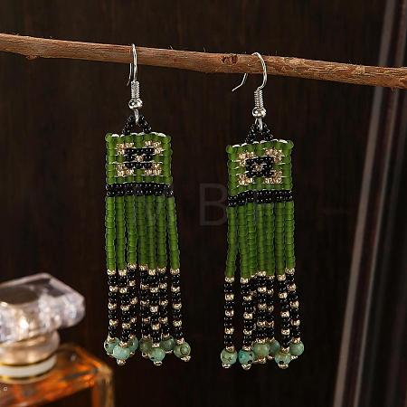 Handmade Bohemian Glass Seed Bead Beaded Chandelier Earrings DO8227-1