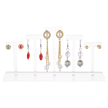 Detachable Acrylic 5 T-Bar Earrings Display Risers EDIS-FG0001-54-1