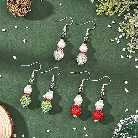 Christmas Handmade Polymer Clay Rhinestone Dangle Earrings EJEW-JE07518-1
