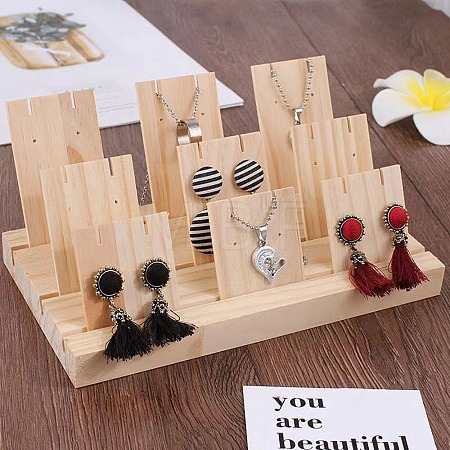 3-Slot Wooden Earring Display Card Stands EDIS-R027-01A-03-1