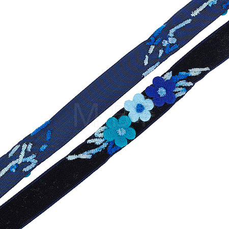 Velvet Handmade Flower Embroidered Lace Ribbons SRIB-WH0011-077A-1