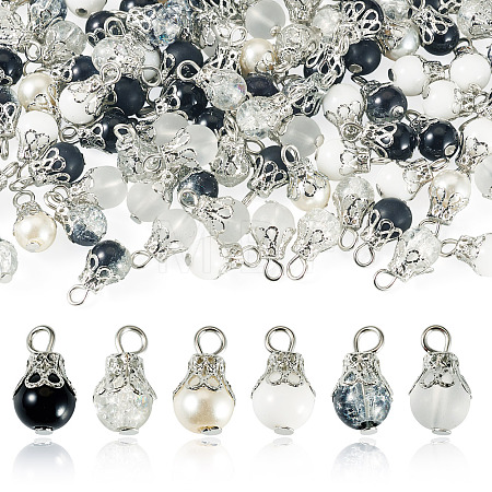 100Pcs Mixed Styles Glass Pendants PALLOY-TADJ00009-1