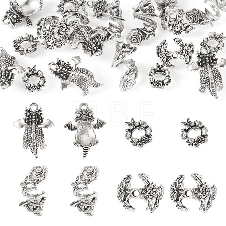 20Pcs 4 Styles Alloy Bead Caps & Spacer Beads & Pendant Cabochons Settings Finding Kits FIND-TA0010-48-1
