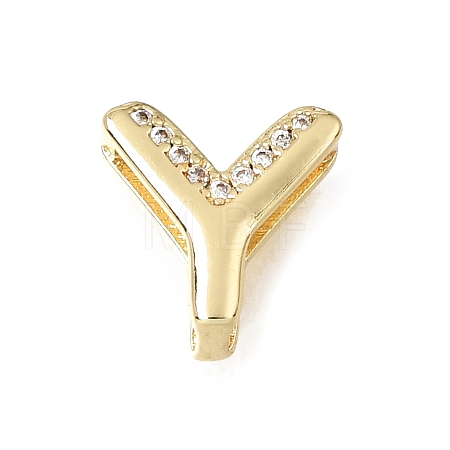 Brass Micro Pave Clear Cubic Zirconia Initial Spacer Bars KK-E802-34G-Y-1
