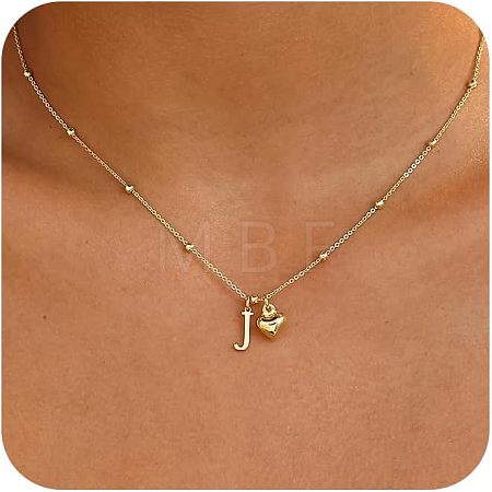 Brass Initial and Heart Pendant Necklaces for Women FS-WG01F32-10-1