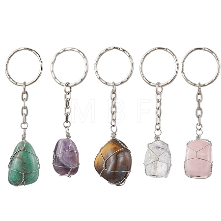 Natural Mixed Gemstone Pendant Keychain KEYC-JKC00742-1