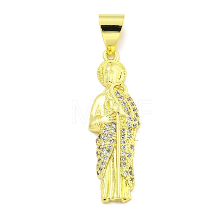 Rack Plating Brass Micro Pave Clear Cubic Zirconia Pendants KK-B091-21G-02-1