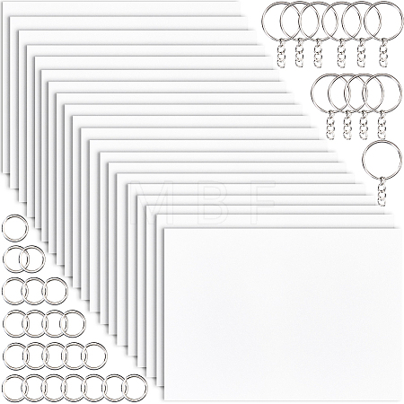 DIY Rectangle Plastic Heat Shrink Sheets Keychain Making Kits DIY-WH20010-13-1