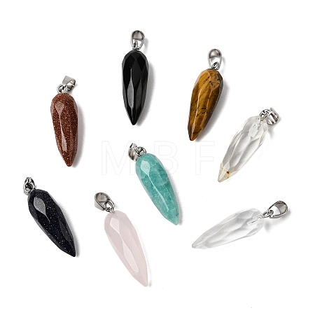 Natural & Synthetic Mixed Stone Pointed Pendants G-D366-03P-1