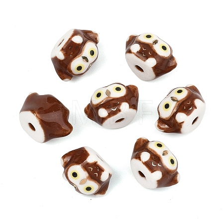 Cute Hand Painted Mini Owl Porcelain Beads PORC-F014-01C-1