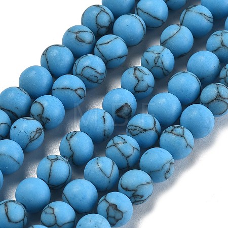 Synthetic Turquoise Beads Strands G-P387-01-6mm-01-1