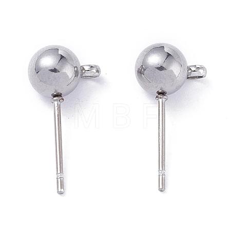 Non-Tarnish 304 Stainless Steel Ball Post Stud Earring Findings STAS-Z035-01P-A-1