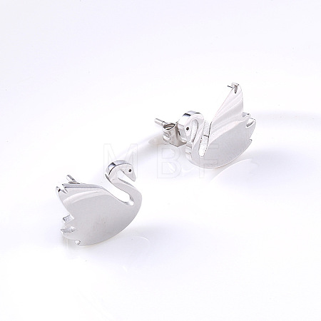 Swan 304 Stainless Steel Stud Earrings DT5024-2-1