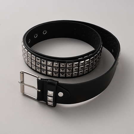 Square Rivets PU Leather Chain Belts for Jeans AJEW-WH20096-88A-1