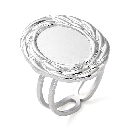 Non-Tarnish 304 Stainless Steel Open Cuff Ring Components X-STAS-Q308-05P-1