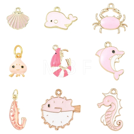 9Pcs 9 Styles Alloy Enamel Pendants ENAM-YW0008-11-1