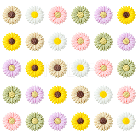 20Pcs Daisy Food Grade Eco-Friendly Silicone Focal Beads SIL-CJ0001-07-1