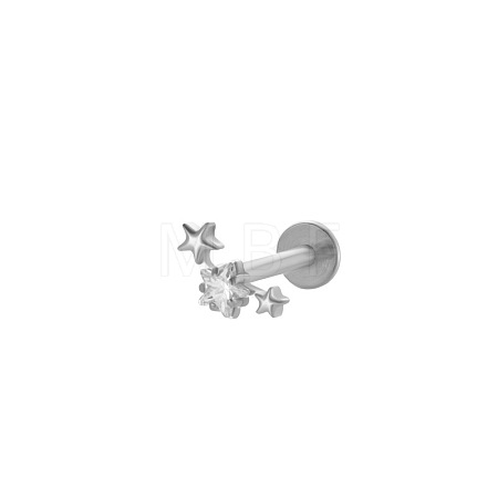 Titanium Alloy Cubic Zirconia 17 Gauge Star Internally Threaded Labrets WG71E87-17-1