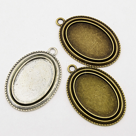 Tibetan Style Zinc Alloy Pendant Cabochon Settings TIBEP-M004-01-RS-1